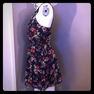 NWT H&M Navy Blue Floral Dress w/Back Detail